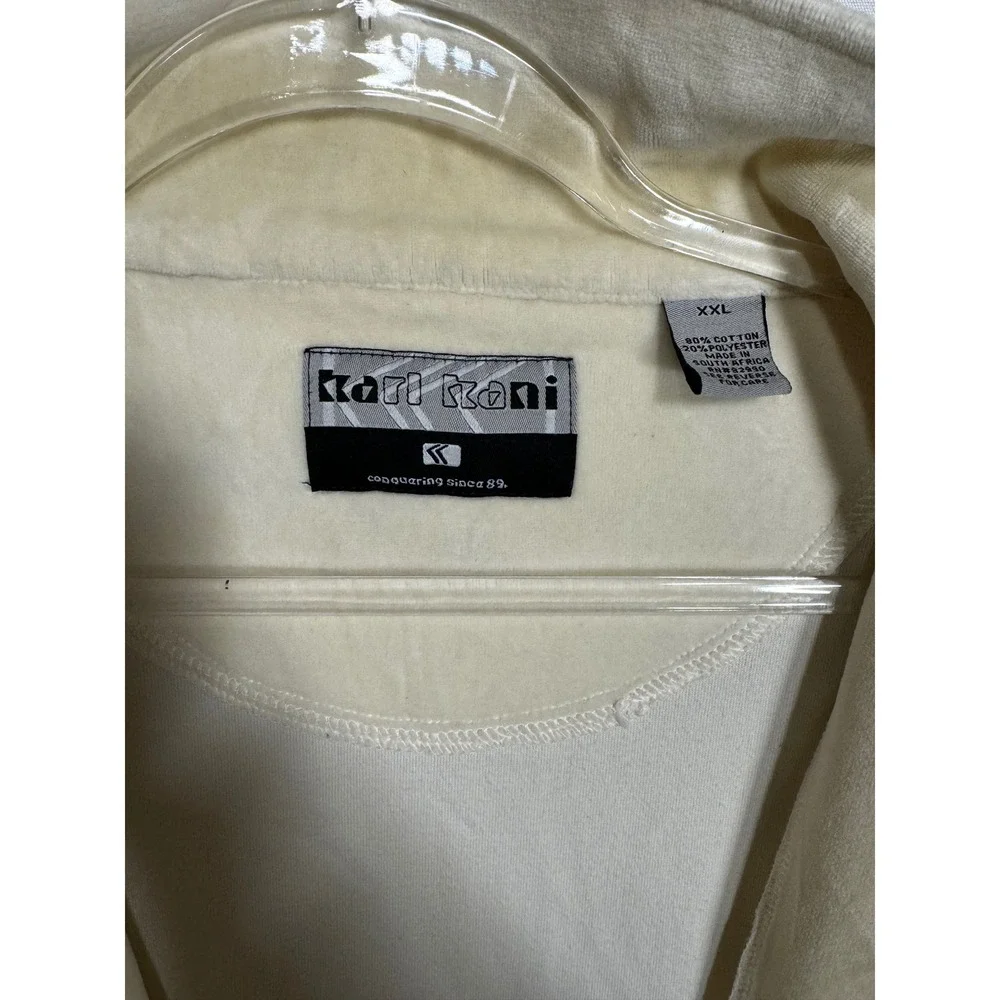 Karl Kani Velour Track Jacket Mens XXL Cream Full Zip Embroidered Excellent